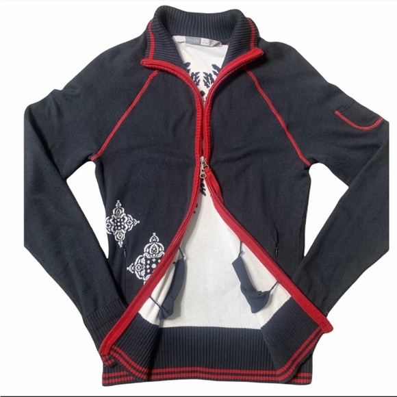 Athleta Black Scroll Print Cozy Zip Up Cardigan - Picture 3 of 3